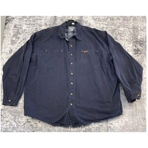Carhartt Shirt Jacket Men 3XL Tall Navy Blue Flannel Lined Workwear Shacket 3XLT